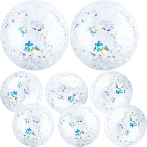 Feradny Aufblasbarer transparenter Glitzer-Strandball mit Konfetti, 58 cm, für Erwachsene, Kinder, Sommer, Strand, Pool, Geburtstag, Party, Geschenk, Silber, 8 Stück Feradny Aufblasbarer transparenter Glitzer-Strandball mit Konfetti, 58 cm, für Erwachsene, Kinder, Sommer, Strand, Pool, Geburtstag, Party, Geschenk, Silber, 8 Stück von Feradny