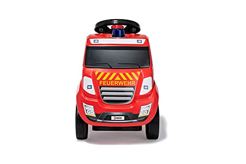 Ferbedo Feuerwehr Rutscher (mit Hupe, neues Design, Sirene, Blaulicht, Feuerwehrauto, Flüsterlaufreifen, ergonomische Kniemulde) 171125 von Rolly Toys