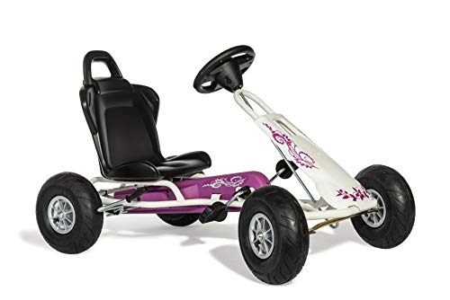 Ferbedo Go Air Runner (Gokart/Kart in weiß/pink mit Soundlenkrad und Luftbereifung, ab ca. 3-8 Jahre) 105014 von Rolly Toys