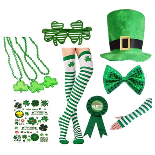Feriany . 'S Day Kostümzubehör-Set für Herren, Kleeblatt, Socken, Handschuhe, Brillen, Aufkleber, Cosplay, für -Dekoration, Einfach zu Verwenden Feriany . 'S Day Kostümzubehör-Set für Herren, Kleeblatt, Socken, Handschuhe, Brillen, Aufkleber, Cosplay, für -Dekoration, Einfach zu Verwenden von Feriany