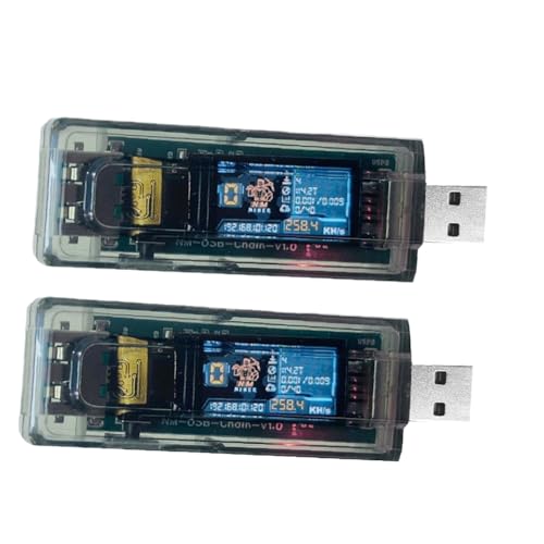 Feriany 2 Stück NMMiner Miner 265KH/S USB Chain ESP32 Crypto Miner BTC Solo Lottery Miner Ammeter Tester USB-A Series Form Chain von Feriany