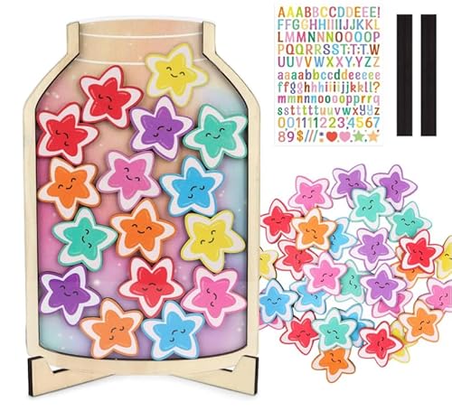 Ferizzia Belohnungsglas Kinder mit 24 Sternen, Stern-Belohnungsglas, Personalisiertes Belohnungsglas, für Haus, Schule und Klassenzimmer Zur Belohnung Von Kindern Gutes Benehmen von Ferizzia