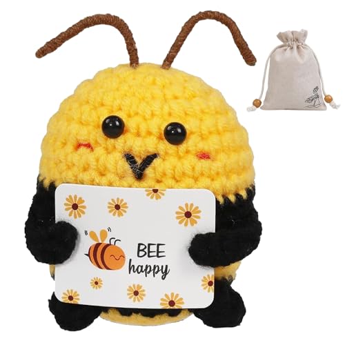 Ferizzia Positive Biene, Niedliche Häkelbiene, Emotionale Unterstützung Kleine Häkelbiene, Pocket Hug Biene, Positive Geschenke, Glücksbringer Geschenke für Freunde und Familie von Ferizzia