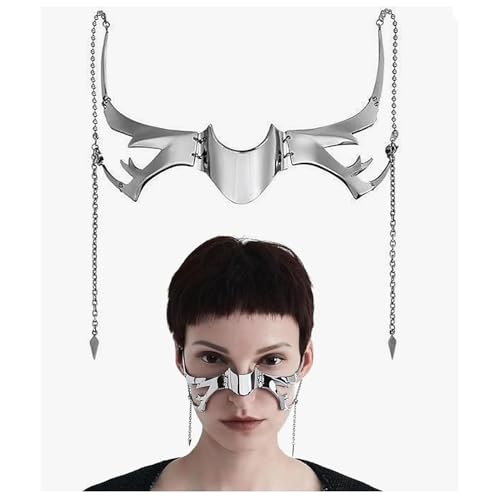 Ferizzia Punk Mechanische Maske, Cyberpunk Metall-Halbmasken, Mechanische Kostümmaske, Steampunk Halbmaske, Gesichtsschmuck, für Halloween Kostümparty, Maskenball, Mottoparty, Karneval, Weihnachten von Ferizzia
