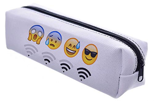 Mäppchen Federtasche Schlamperbox Federmäppchen Schüleretui Stiftemappe Weiß Emoji WiFi Kleines Emoji WiFi [008] von Ferocity