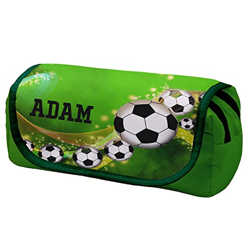 Personalisierte Mäppchen Federtasche mit Namen Schlamperbox Federmäppchen mit Klettverschluss Klappe Schüleretui Stiftemappe mit Zwei Reißverschlüssen Football [151] von Ferocity