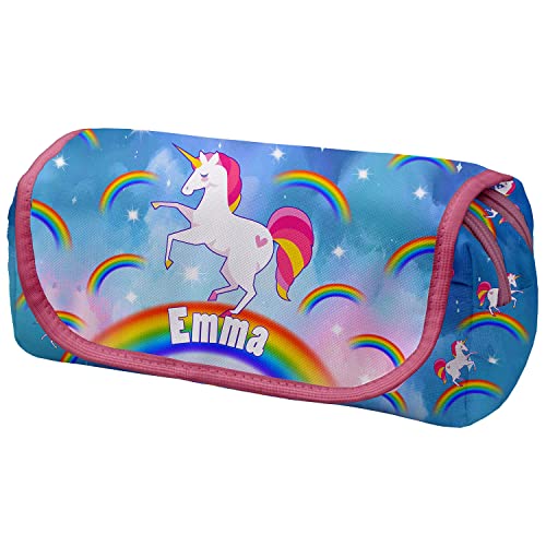 Personalisierte Mäppchen Federtasche mit Namen Schlamperbox Federmäppchen mit Klettverschluss Klappe Schüleretui Stiftemappe mit Zwei Reißverschlüssen Proud Unicorn [151] von Ferocity