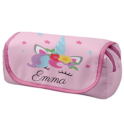 Personalisierte Mäppchen Federtasche mit Namen Schlamperbox Federmäppchen mit Klettverschluss Klappe Schüleretui Stiftemappe mit Zwei Reißverschlüssen Unicorn 2D [151] von Ferocity