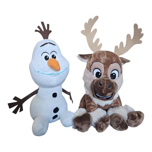 Ferro Stars Olaf mit Sven plüsh Frozen 2,Die Eiskönigin, Schneemann Plüschtier Kuscheltier Plush 35cm (Olaf&Sven 35cm) von Ferro Stars