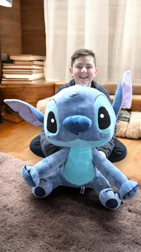 Ferro Stars Plüschtier Kompatibel mit Angel,Engel,Stitch mit Ohren mit Herzmuster plüsh Kuscheltier Plush ab den ersten Lebensmonaten geeignet (Stitch BLAU 55CM) von Ferro Stars