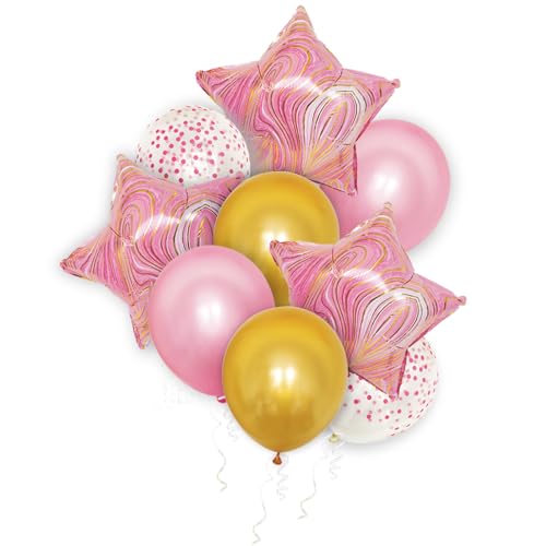Fesnova 18 Zoll Achat Marmor Folienballon Set,Bunte Luftballons Stern,Bunte Luftballons,Rosa-Gold Marmor Design,für Geburtstags Hochzeit Baby Shower Hippie Party Dekorationen Lieferungen von Fesnova