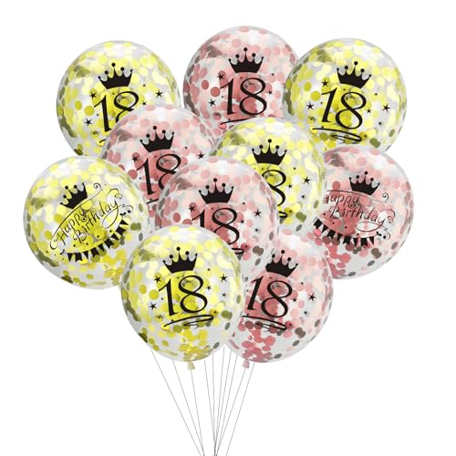 Fesnova 18. Geburtstag Mädchen Konfetti-Luftballons Set, 10 Stück Luftballon 18. Geburtstag Mädchen,Rosa und Gelb mit Kronen-Design, Happy Birthday Dekoration als Geburtstagsdeko 18 Jahre Fesnova 18. Geburtstag Mädchen Konfetti-Luftballons Set, 10 Stück Luftballon 18. Geburtstag Mädchen,Rosa und Gelb mit Kronen-Design, Happy Birthday Dekoration als Geburtstagsdeko 18 Jahre von Fesnova