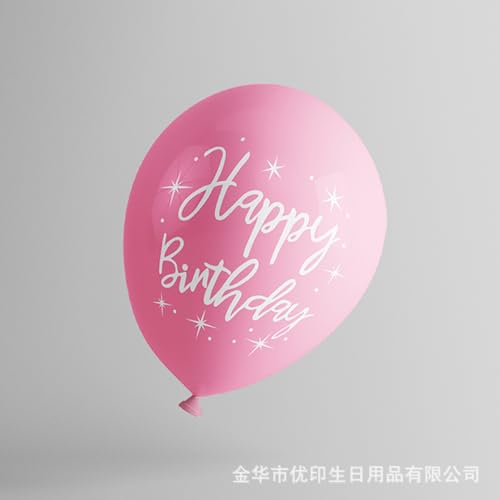 Fesnova 20 Stück Luftballons Geburtstag Rosa, 12 Zoll Rosa Latexballons mit „Happy Birthday“, für Geburtstagdeko Party, Babyparty Dekoration von Fesnova