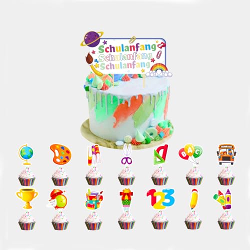 Fesnova 29 Stück Tortendeko Einschulung,Schulanfang Tortendeko, Schulanfangs Cupcake topper, Schuleinführung Deko, für Schulkind Junge Mädchen Geschenk Fesnova 29 Stück Tortendeko Einschulung,Schulanfang Tortendeko, Schulanfangs Cupcake topper, Schuleinführung Deko, für Schulkind Junge Mädchen Geschenk von Fesnova