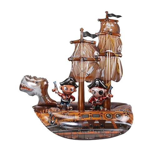Fesnova Piratenschiff Luftballon, Braun Piratenschiff Ballon, für Piraten Deko Kindergeburtstag, Halloween Deko, 93X79X42cm von Fesnova