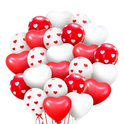 Fesnova 40 Stück Herzluftballons, 12 Zoll rote und weiße Ballons, Latexballons für Valentinstag, Verlobung, Hochzeit, Verlobung, Geburtstag, Romantische Dekoration Fesnova 40 Stück Herzluftballons, 12 Zoll rote und weiße Ballons, Latexballons für Valentinstag, Verlobung, Hochzeit, Verlobung, Geburtstag, Romantische Dekoration von Fesnova