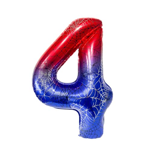 Fesnova 40 Zoll große Folienballons mit Spinnenmotiv, Luftballon 4, für Kinder, Spinnennetz Design, Helium Aluminium, Geburtstags und Jubiläumsparty Dekorationszubehör, Spidey Geburtstagsdeko von Fesnova
