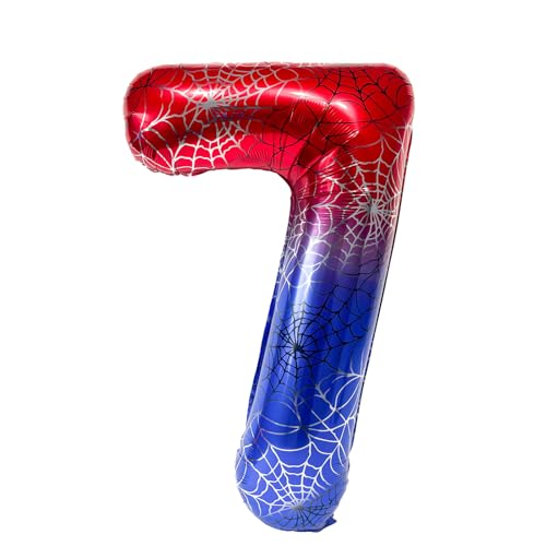 Fesnova 40 Zoll große Folienballons mit Spinnenmotiv, große Ballons mit der Zahl 7, Partyballons für Kinder, Dekoration für Geburtstagspartys, Halloween, Spidey Geburtstagsdeko und Jubiläumsfeiern von Fesnova