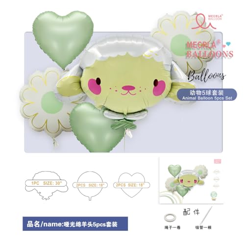 Fesnova 5 Stück Schaf Aluminium Folienballons Set, Salbeigrün Schaf Folienballon, Herz, Blumen Ballon für Kinder Geburtstag Party Deko, Babyparty, Scheunenhof Themengeburtstag, Hochzeit Fesnova 5 Stück Schaf Aluminium Folienballons Set, Salbeigrün Schaf Folienballon, Herz, Blumen Ballon für Kinder Geburtstag Party Deko, Babyparty, Scheunenhof Themengeburtstag, Hochzeit von Fesnova