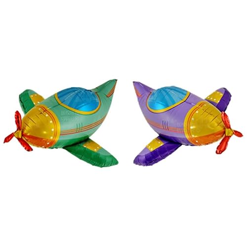 Fesnova AAufblasbarer Flugzeug-Aluminiumfolienballon, Mehrfarbig, Gelb, Grün, Blau und Lila von Fesnova