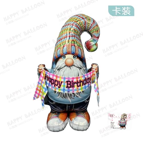 Fesnova Aufblasbarer Gartenzwerg Ballon mit Geburtstagsbanner, Mehrfarbige Strickmütze, Party-Dekoration Fesnova Aufblasbarer Gartenzwerg Ballon mit Geburtstagsbanner, Mehrfarbige Strickmütze, Party-Dekoration von Fesnova