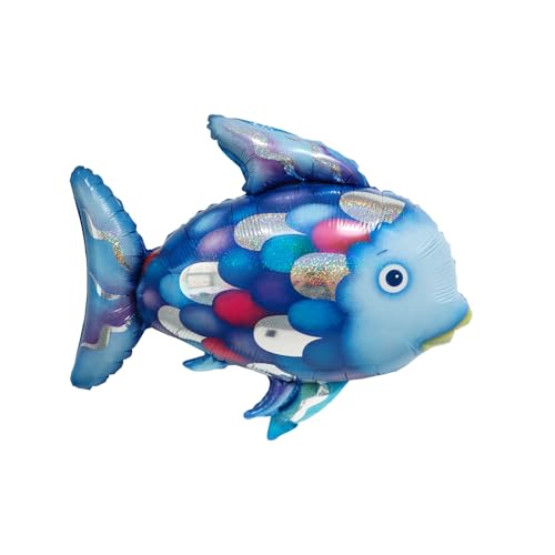 Fesnova Blau Fisch Luftballon Dekorieren, Groß Regenbogen Fisch Folienballon, Ozeantiere Luftballon, für Meerestiere Geburtstagsdeko, Deko Unterwasserwelt Kindergeburtstag, 70,5x79,5cm von Fesnova