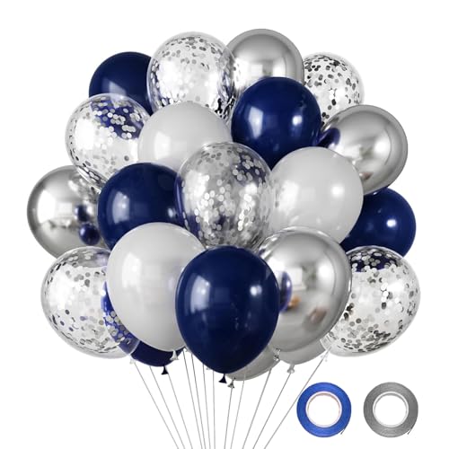 Fesnova Blau Silberne Luftballons, 30 Stück 12 Zoll Große Luftballon in Marineblau und Silber mit Silbernen Konfetti Ballons, für Jungen und Männer, Hochzeiten, Babyparty Dekorationen, Abschlussfeiern Fesnova Blau Silberne Luftballons, 30 Stück 12 Zoll Große Luftballon in Marineblau und Silber mit Silbernen Konfetti Ballons, für Jungen und Männer, Hochzeiten, Babyparty Dekorationen, Abschlussfeiern von Fesnova