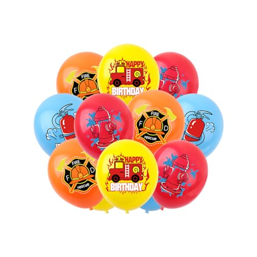 Fesnova Feuerwehr Geburtstags-Luftballons, 16 Stück, Mehrfarbig mit Feuerwehrauto und Rettungs-Motiven von Fesnova