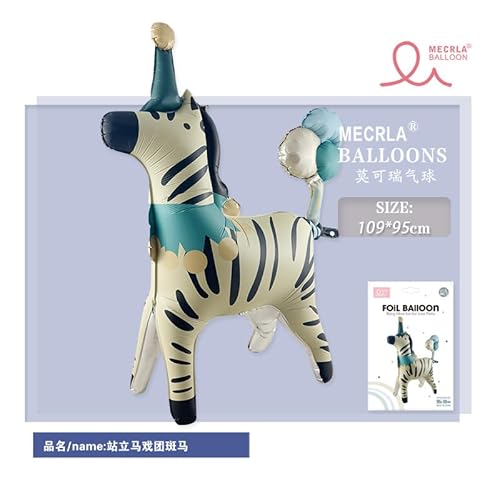 Fesnova Folienballon Zebra Design, Party Dekoration, 109x95cm, Beige Schwarz und Türkis von Fesnova
