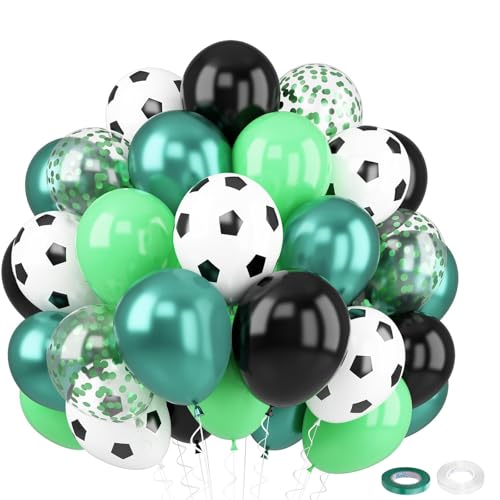 Fesnova Fußballballons, 30 Stück 12 Zoll Fußballballons, Grün und Schwarz mit Konfetti Ballon für Männer, Jungen und Kinder, Sport Fußball Mottoparty Dekorationen Fesnova Fußballballons, 30 Stück 12 Zoll Fußballballons, Grün und Schwarz mit Konfetti Ballon für Männer, Jungen und Kinder, Sport Fußball Mottoparty Dekorationen von Fesnova