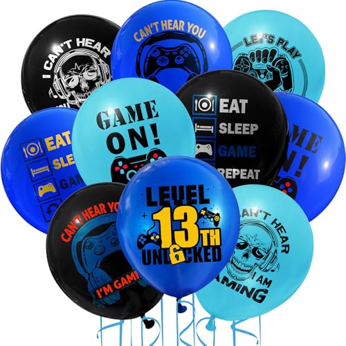 Fesnova Gaming On Luftballons Set, 13. Geburtstag, Videospiel-Design, Schwarz,Blau,Türkis, 10 Stück Fesnova Gaming On Luftballons Set, 13. Geburtstag, Videospiel-Design, Schwarz,Blau,Türkis, 10 Stück von Fesnova