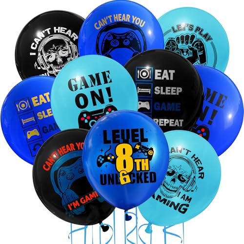 Fesnova Gaming On Luftballons Set, 8. Geburtstag, Videospiel-Design, Schwarz,Blau,Türkis, 10 Stück Fesnova Gaming On Luftballons Set, 8. Geburtstag, Videospiel-Design, Schwarz,Blau,Türkis, 10 Stück von Fesnova