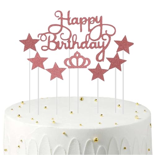 Fesnova Geburstagstorte Deko, 8 Stück Roségold Happy Birthday Tortendeko, Tortendeko Mädchen mit Sternen und Krone, für Kuchen Deko Geburtstag, Partyzubehör Fesnova Geburstagstorte Deko, 8 Stück Roségold Happy Birthday Tortendeko, Tortendeko Mädchen mit Sternen und Krone, für Kuchen Deko Geburtstag, Partyzubehör von Fesnova
