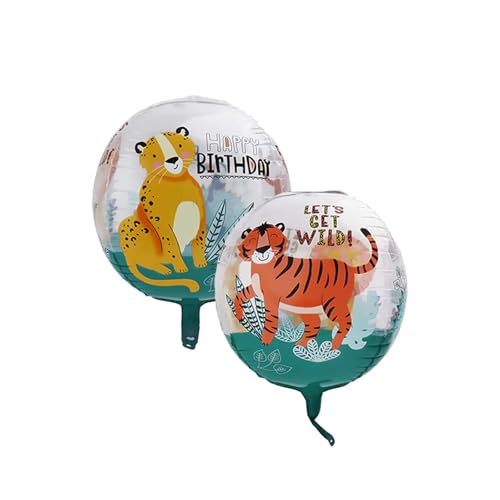 Fesnova Geburtstags Luftballons Tiere,22 Zoll 4D Transparente Tier Luftballons,Folienballons mit Löwen- und Tiger-Motiv Kinderluftballons für Kindergeburtstag Dschungel Party Deko von Fesnova