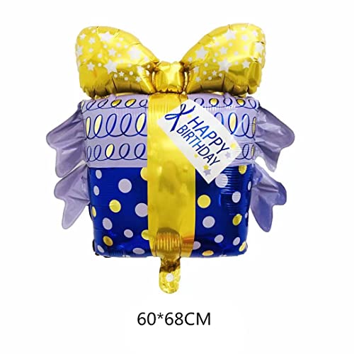 Fesnova Geburtstagsgeschenk Folienballon, Blau mit Punkten und Goldenen Sternen, 60x68cm von Fesnova