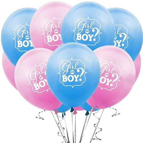 Fesnova Gender Reveal Luftballons, Rosa und Blau, Girl or Boy Design, 12 zoll, Dekorations-Set für Babyparty von Fesnova