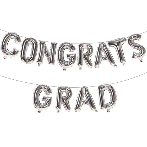 Fesnova Graduation Balloons Class of 2025,Abschlussfeier Aluminiumfolie Silber Ballon,Herzlichen Glückwunsch Girlande,Graduation Banner Deko,12 Stück, Grad Party Dekorationen Class of 2025 von Fesnova