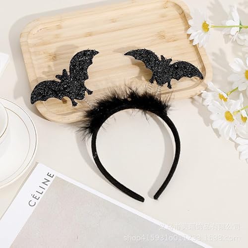 Fesnova Halloween Haarreif mit Glitzer Fledermäusenfledermaus haarreif,Schwarz,Festliche Kopfbedeckung mit Federn für Kinder, Erwachsene,Fledermaus Kostüm Kopfschmuck Fasching & Karneval Party von Fesnova
