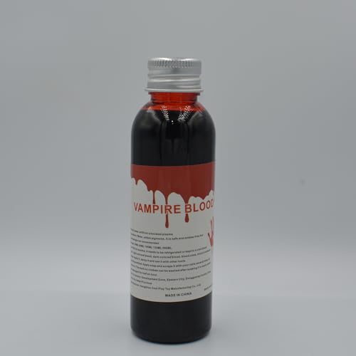 Fesnova Kunstblut, Kunstblut Auswaschbar, 60 ML Geronnenes Blutplasma, Leicht Trocknend, für Augen, Tropfen, Nasenbluten, Halloween, Cosplay, Zombie, Vampir, Spezialeffekte, Make up, Dunkel, Cosplay von Fesnova