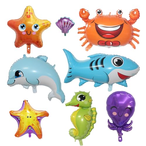 Fesnova Meerestiere Folienballons Set, 8 Stück, Delfin Hai Seepferdchen Krake Seestern Krabbe, Kindergeburtstag Party Dekoration Fesnova Meerestiere Folienballons Set, 8 Stück, Delfin Hai Seepferdchen Krake Seestern Krabbe, Kindergeburtstag Party Dekoration von Fesnova