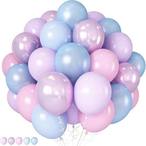 Fesnova Meerjungfrau Luftballons Rosa, Lila, Blau,10 Zoll 30 Stück Gender Reveal Balloon,Einhorn Deko Kindergeburtstag,Gender Reveal Party,Birthday Decorations, Hochzeit, Brautparty von Fesnova