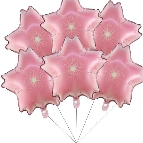 Fesnova Rosa Kirschblüten Folienballon, 6 Stück Kirschblüten Deko Blumen Luftballons Geburtstag, 18 Zoll Kirschblüten Luftballon für Babyparty, Geburtstag Deko Mädchen, Hochzeit, Kirschblüten Thema von Fesnova
