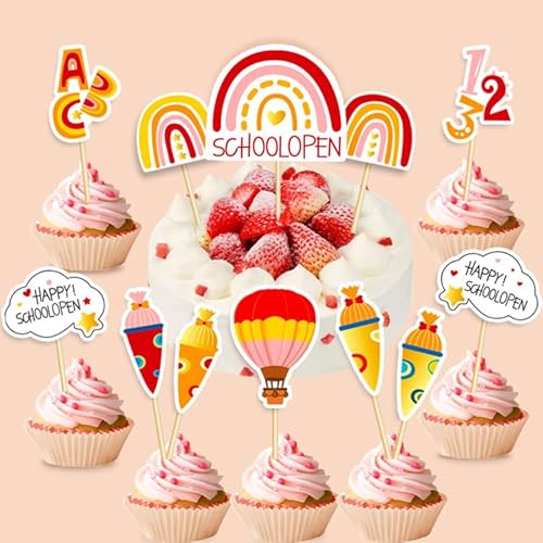 Fesnova Schulanfang Cupcake Topper Set, 12 Stück, Regenbogen Design mit ABC und Zahlen, Kuchendekoration für Einschulung Fesnova Schulanfang Cupcake Topper Set, 12 Stück, Regenbogen Design mit ABC und Zahlen, Kuchendekoration für Einschulung von Fesnova