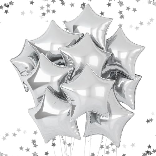 Fesnova Sternförmige Luftballons aus Folie,Silber, 10 Stück, Party-Dekoration Fesnova Sternförmige Luftballons aus Folie,Silber, 10 Stück, Party-Dekoration von Fesnova