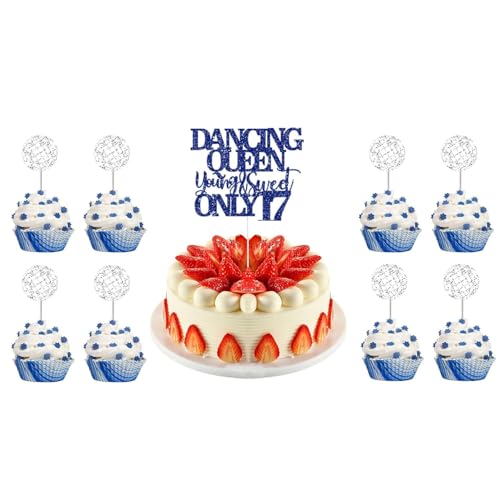 Fesnova Tanzparty für 17-jährige Mädchen,Muffin Discokugel Deko,Obst Snacks Disco-Themenpartys Party Tortendeko,für Zubehör Geburtstag Party Hochzeit Baby Shower Silber Jungen Mädchenabschluss Deko von Fesnova