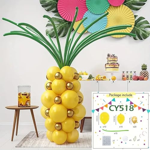 Fesnova Tropische Party Hawaii Deko Geburtstag Luftballoon Set, Gelbe Ballongirlande mit Palmblättern,60 Stück Luftballon Girlande für Geburtstag Papierrosetten in Mehreren Farben Hawaii Party Deko von Fesnova