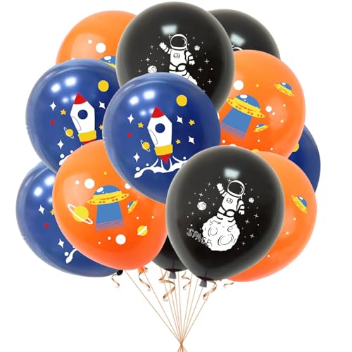 Fesnova Raumluftballons, 18 Stück Weltraum Thema Luftballon Blau, Schwarz, Orange, für Kinder und Jungen, Weltraum Geburtstagsdeko, UFO Party, Babyparty Fesnova Raumluftballons, 18 Stück Weltraum Thema Luftballon Blau, Schwarz, Orange, für Kinder und Jungen, Weltraum Geburtstagsdeko, UFO Party, Babyparty von Fesnova
