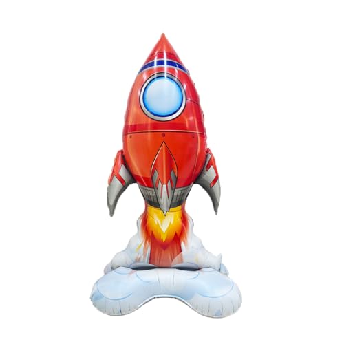 Fesnova Weltraum Rakete Folienballon,Rot-Weiß raketen, mit Blauem Fenster rakete,raketen spielzeug für kinder Party Dekoration, Weltraum-Themenpartys Und Kindergeburtstagsfeiern von Fesnova