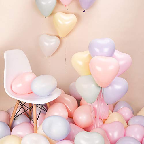 FesnovaHerzluftballons Naturlatex, luftballons pastell, Bunte Herzförmige Luftballons, ballons pastell,für Luftballon Girlande Hochzeit/Verlobung/Valentinstag/Geburtstag/Party/Muttertag(Macarons) von Fesnova