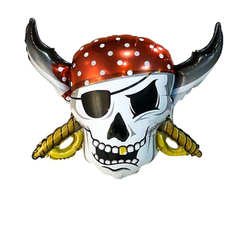 Fesnova Piraten Luftballons Totenkopf Folienballon, Rot mit Punkten, Party Dekoration für Piraten Deko Kindergeburtstag,Piraten Deko Kindergeburtstag,Piraten Geburtstag,Piratengeburtstag von Fesnova